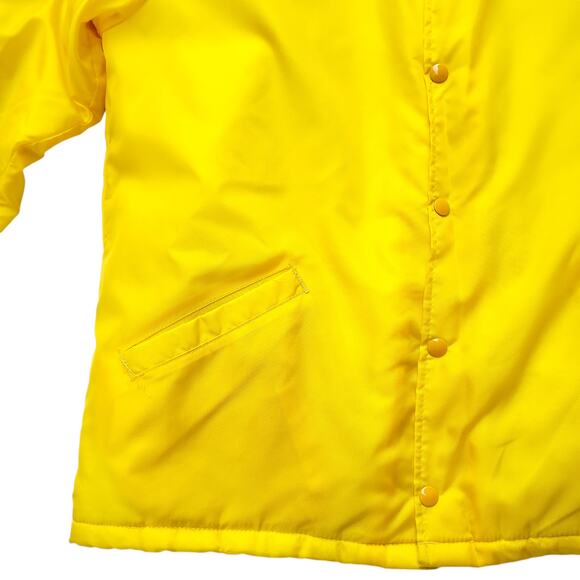 Vintage PIAA Official Yellow Nylon Jacket Shearling Lined Football P.I.A.A. Sz L - Picture 5 of 12